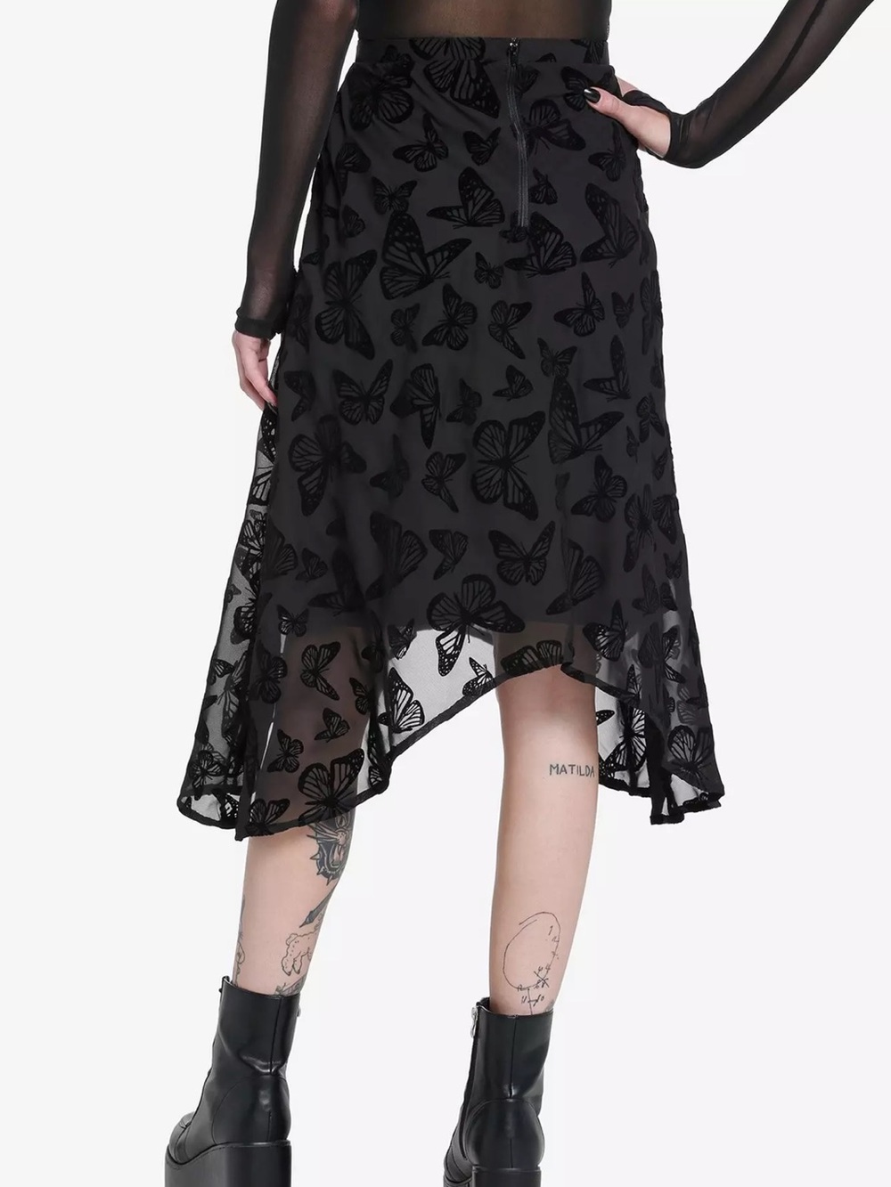 Hot Topic Cosmic Aura Black Butterfly Chiffon Hanky Skirt Size 1X - Picture 2 of 10